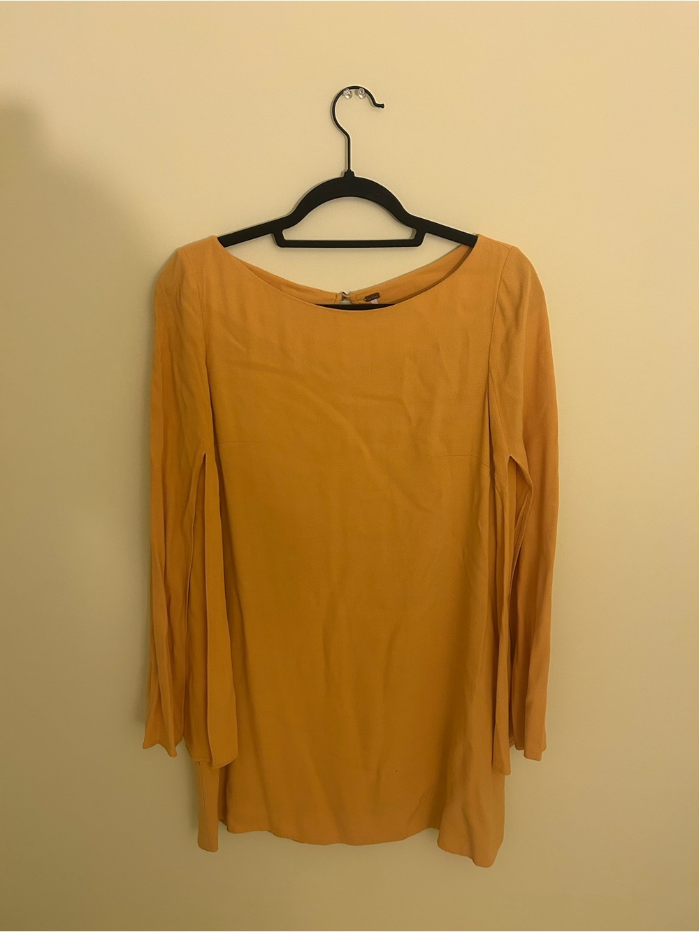 Free People Mustard Long-Sleeve Shift Dress